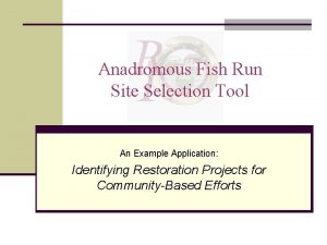 Anadromous Fish Run Site Selection Tool An Example