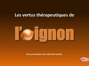 Les vertus thrapeutiques de l ignon Une prsentation