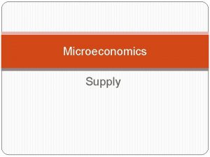 Microeconomics Supply Supply Amount of a good or