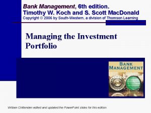 Bank Management Management 6 th edition Timothy W