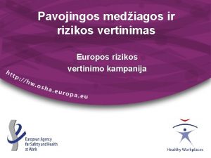 Pavojingos mediagos ir rizikos vertinimas Europos rizikos vertinimo