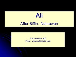 Ali After Siffin Nahrawan A S Hashim MD