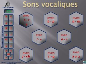 sons voyelles Sommaire consonnes Mode demploi Sons vocaliques