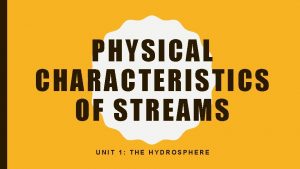 Characteristics of hydrosphere