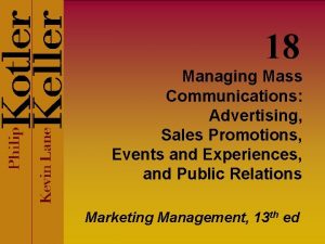 18 Managing Mass Communications Advertising Sales Promotions Events