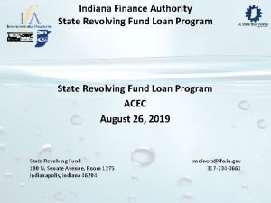 Indiana Finance Authority State Revolving Fund Loan Program