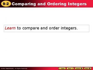 Ordering integers examples