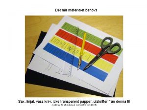 Det hr materialet behvs Sax linjal vass kniv