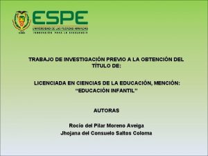 TRABAJO DE INVESTIGACIN PREVIO A LA OBTENCIN DEL