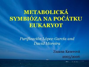 METABOLICK SYMBIZA NA POTKU EUKARYOT Purificacin LpezGarca and