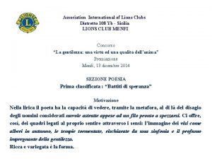 Association International of Lions Clubs Distretto 108 Yb