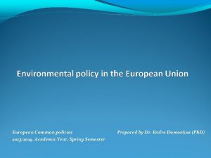 European Common policies 20132014 Academic Year Spring Semester