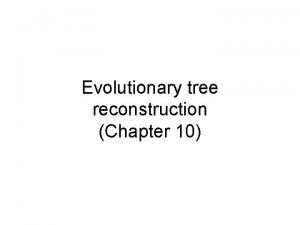 Evolutionary tree reconstruction Chapter 10 Early Evolutionary Studies