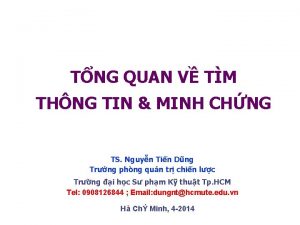 TNG QUAN V TM THNG TIN MINH CHNG