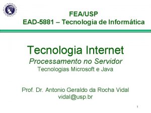 FEAUSP EAD5881 Tecnologia de Informtica Tecnologia Internet Processamento