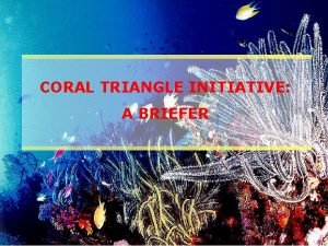 CORAL TRIANGLE INITIATIVE A BRIEFER THE CORAL TRIANGLE