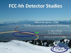 FCChh Detector Studies Albert De Roeck CERN On