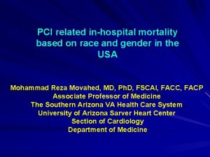 PCI related inhospital mortality based on race and