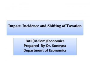 Impact Incidence and Shifting of Taxation BAIIIVSemEconomics Prepared