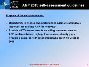 ANP 2018 selfassessment guidelines Purpose of the selfassessment
