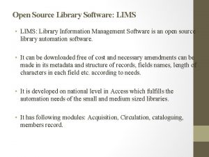 Open source lims laboratory software