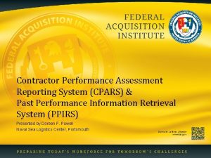 Contractor Performance Assessment Reporting System CPARS Past Performance