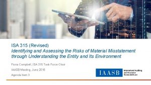 ISA 315 Revised Identifying and Assessing the Risks