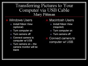 Transferring Pictures to Your Computer via USB Cable