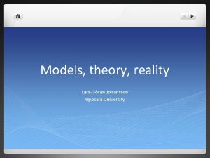 Models theory reality LarsGran Johansson Uppsala University What