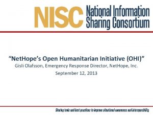 Net Hopes Open Humanitarian Initiative OHI Gisli Olafsson