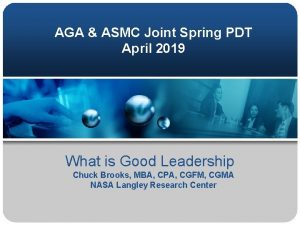 AGA ASMC Joint Spring PDT April 2019 What