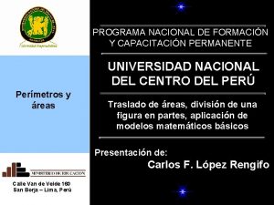 PROGRAMA NACIONAL DE FORMACIN Y CAPACITACIN PERMANENTE UNIVERSIDAD