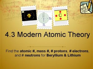 4 3 Modern Atomic Theory Find the atomic