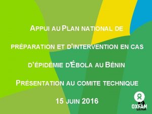 APPUI AU PLAN NATIONAL DE PRPARATION ET DINTERVENTION