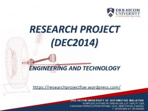 RESEARCH PROJECT DEC 2014 ENGINEERING AND TECHNOLOGY https