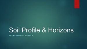 Soil Profile Horizons ENVIRONMENTAL SCIENCE Soil Profile and