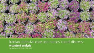 Iranian intensive care unit nurses moral distress A