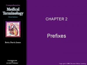 CHAPTER 2 Prefixes Prefixes Remember Meaning of prefix