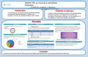 Atteinte ORL au cours de la sarcodose thoracique