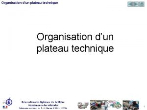 Organisation dun plateau technique Rnovation des diplmes de