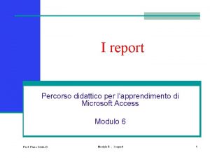 I report Percorso didattico per lapprendimento di Microsoft