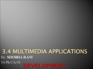 3 4 MULTIMEDIA APPLICATIONS By SHOBHA RANI 10