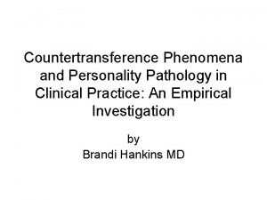 Countertransference Phenomena and Personality Pathology in Clinical Practice