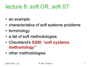 lecture 8 soft OR soft ST an example