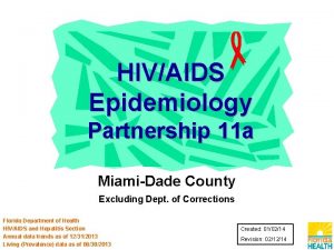 HIVAIDS Epidemiology Partnership 11 a MiamiDade County Excluding