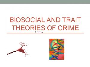 BIOSOCIAL AND TRAIT THEORIES OF CRIME Part II