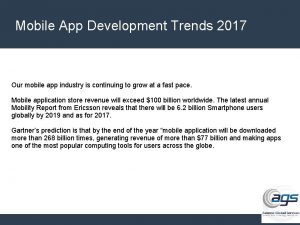 Mobile App Development Trends 2017 Our mobile app
