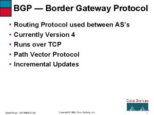 BGP Border Gateway Protocol Routing Protocol used between