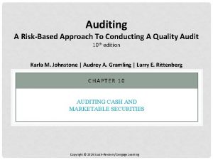 Auditing A RiskBased Approach To Conducting A Quality