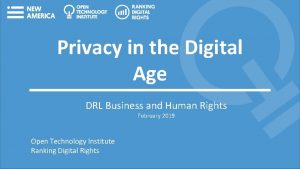 Privacy in the Digital Age DRL Business and